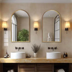 Specchio da parete ad arco 20x30 pollici con cornice in metallo per bagno e camera da letto