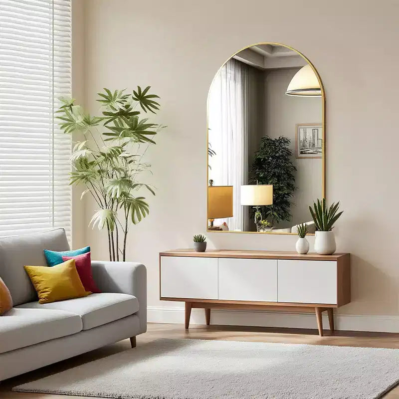 Specchio da parete ad arco 20x30 pollici con cornice in metallo per bagno e camera da letto