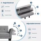 Divano Letto Futon Moderno, Schienale e Braccioli Regolabili, Convertibile per Soggiorno Camera da Letto