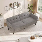 Divano Letto Futon Moderno, Schienale e Braccioli Regolabili, Convertibile per Soggiorno Camera da Letto
