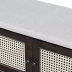 Panca Contenitore Boho per Ingresso, Panca Porta Scarpe in Legno, Panca Imbottita con Ante Doppie