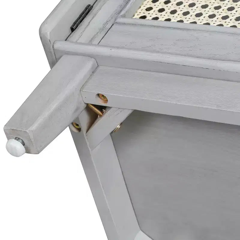 Panca Contenitore Boho per Ingresso, Panca Porta Scarpe in Legno, Panca Imbottita con Ante Doppie