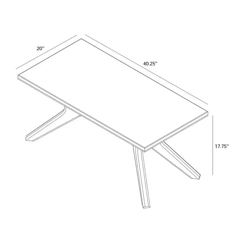 Tavolino rettangolare a gambe incrociate 40x20 pollici