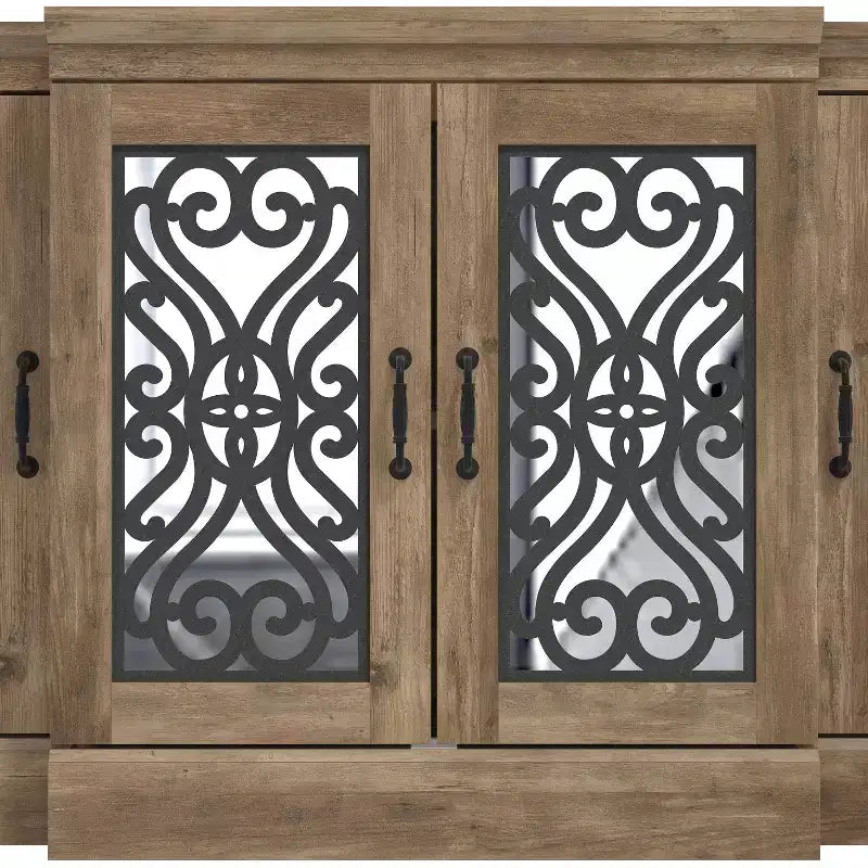 Madia a 4 ante con vano a giorno a specchio, 60,4"L x 18,2"P x 29,3"H