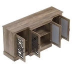 Madia a 4 ante con vano a giorno a specchio, 60,4"L x 18,2"P x 29,3"H