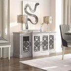 Madia a 4 ante con vano a giorno a specchio, 60,4"L x 18,2"P x 29,3"H