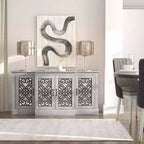 Madia a 4 ante con vano a giorno a specchio, 60,4"L x 18,2"P x 29,3"H