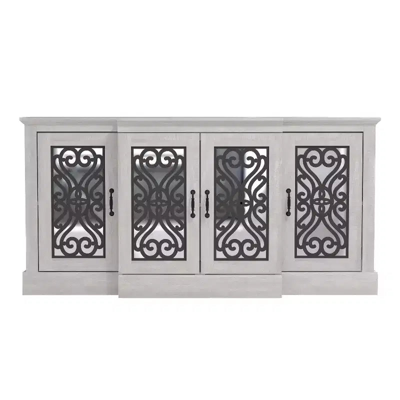 Madia a 4 ante con vano a giorno a specchio, 60,4"L x 18,2"P x 29,3"H