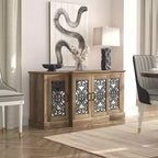 Madia a 4 ante con vano a giorno a specchio, 60,4"L x 18,2"P x 29,3"H