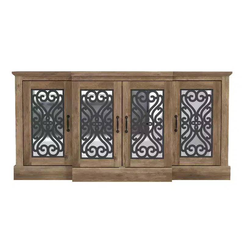 Madia a 4 ante con vano a giorno a specchio, 60,4"L x 18,2"P x 29,3"H