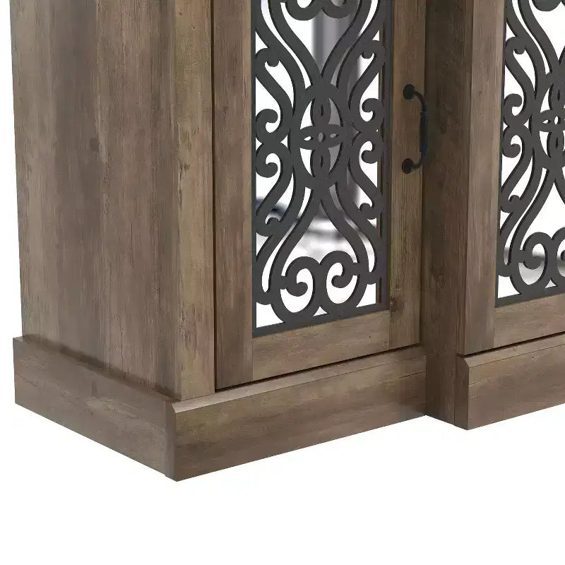 Madia a 4 ante con vano a giorno a specchio, 60,4"L x 18,2"P x 29,3"H