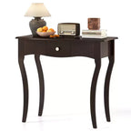 Costway Console Table w/ Drawer Solid Wood Frame Metal Drawer Guide Rails for Entrance