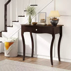 Console da Ingresso con Cassetto, Struttura in Legno Massello, Guide in Metallo per Cassetti