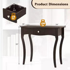 Console da Ingresso con Cassetto, Struttura in Legno Massello, Guide in Metallo per Cassetti