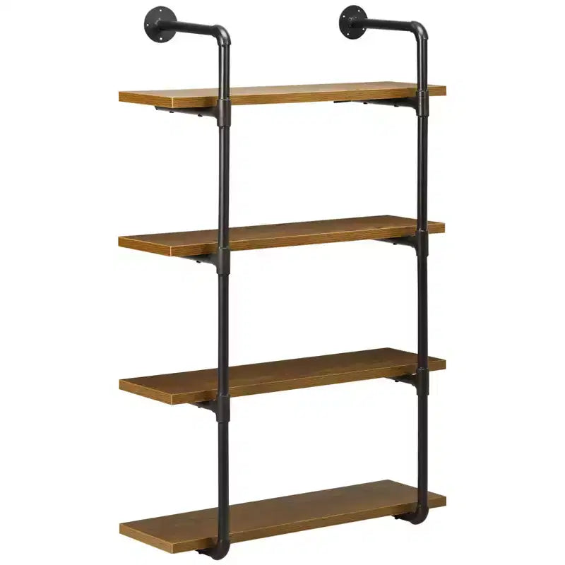 Industrial Pipe Shelves, Floating Wall Mounted Bookshelf, Metal Frame Display Rack for Living Room or Bedroom