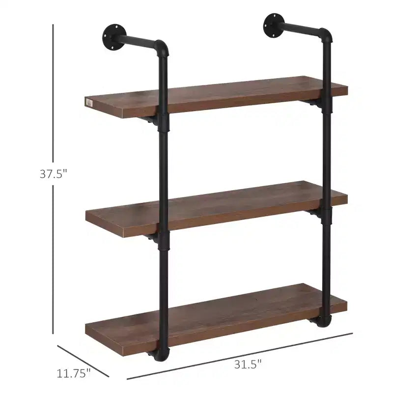 Mensole industriali a tubi, Scaffale galleggiante a muro, Scaffale da esposizione con telaio in metallo per soggiorno o camera da letto