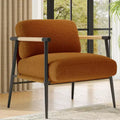 Comfy Chair, Modern Accent Chair with Metal Frame, Cozy Reading Chair with Soft Cushion & Wood Armrest for Bedroom, Living Room