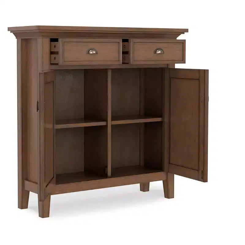 Mobile Contenitore da Ingresso Transizionale in Legno Massello Larghezza 91 cm, Marrone Rustico Naturale Invecchiato
