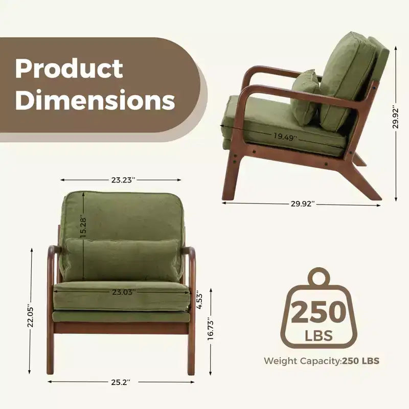 Poltrona di design, Poltrona lounge con braccioli, Cuscino lombare, Struttura in legno massello, Imbottitura in schiuma ad alta resilienza