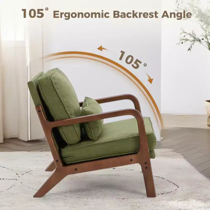 Poltrona di design, Poltrona lounge con braccioli, Cuscino lombare, Struttura in legno massello, Imbottitura in schiuma ad alta resilienza