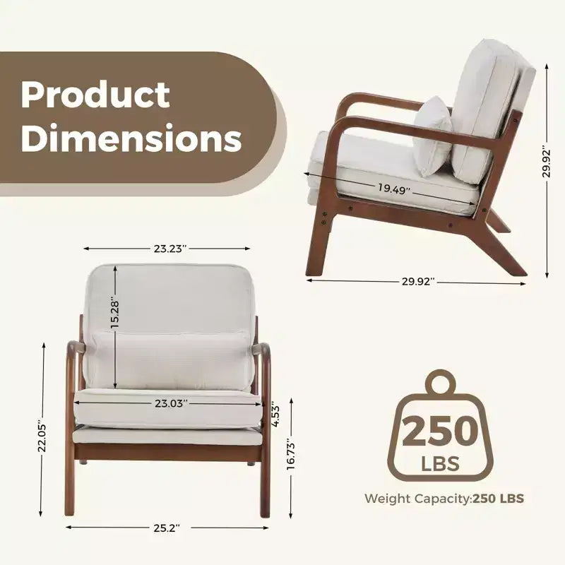 Poltrona di design, Poltrona lounge con braccioli, Cuscino lombare, Struttura in legno massello, Imbottitura in schiuma ad alta resilienza