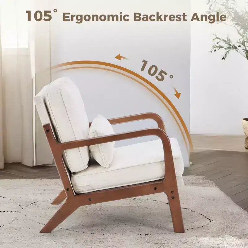 Poltrona di design, Poltrona lounge con braccioli, Cuscino lombare, Struttura in legno massello, Imbottitura in schiuma ad alta resilienza