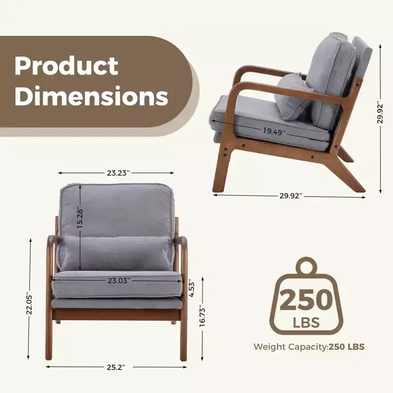 Poltrona di design, Poltrona lounge con braccioli, Cuscino lombare, Struttura in legno massello, Imbottitura in schiuma ad alta resilienza