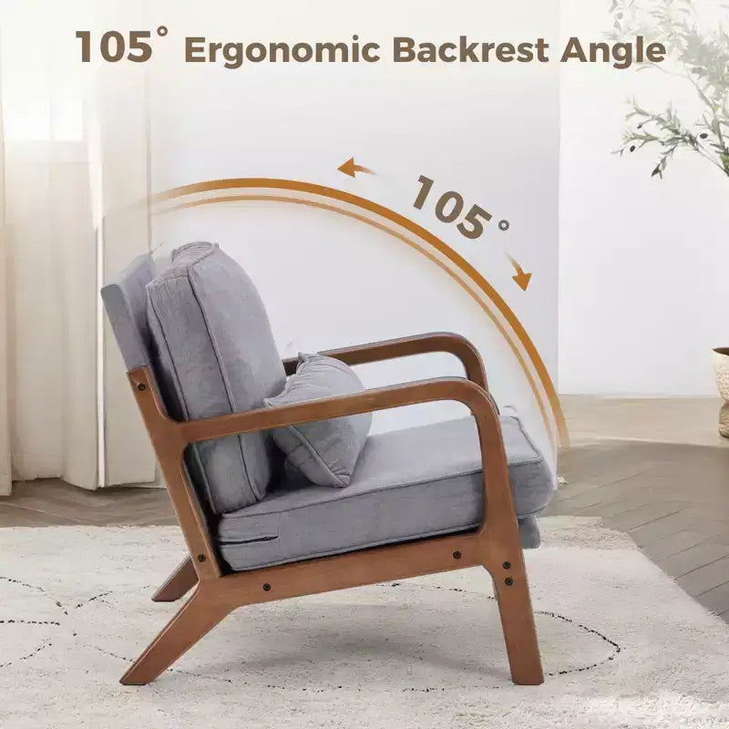 Poltrona di design, Poltrona lounge con braccioli, Cuscino lombare, Struttura in legno massello, Imbottitura in schiuma ad alta resilienza