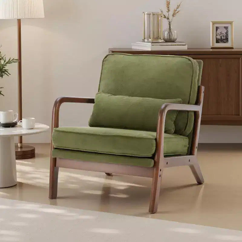Poltrona di design, Poltrona lounge con braccioli, Cuscino lombare, Struttura in legno massello, Imbottitura in schiuma ad alta resilienza