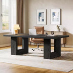 Scrivania direzionale grande da 62.99" in stile rustico, tavolo per computer da ufficio, sala conferenze, studio, nero