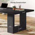 Scrivania direzionale grande da 62.99" in stile rustico, tavolo per computer da ufficio, sala conferenze, studio, nero