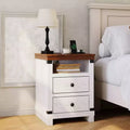 Nightstand with Charging Station, Wooden End Table with USB Ports & Power Outlets, 2 Drawer BedSide Table