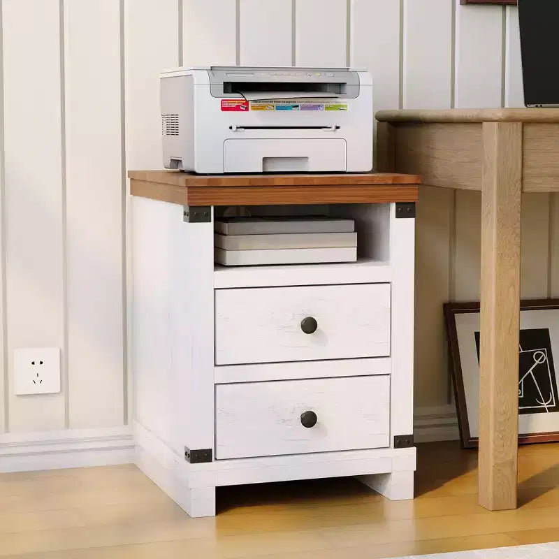 Comodino con Stazione di Ricarica, Tavolino Laterale in Legno con Porte USB e Prese di Corrente, Comodino a 2 Cassetti