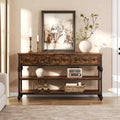 52 Industrial Console Table with 3 Storage Drawers - 3-Tier Metal Sofa Table for Entryway, Living Room, Hallway & Behind Couch