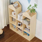 Libreria per bambini con 8 scomparti a forma di castello, angolo lettura per bambini con contenitore per giocattoli, espositore multiuso per sala giochi e cameretta dei bambini