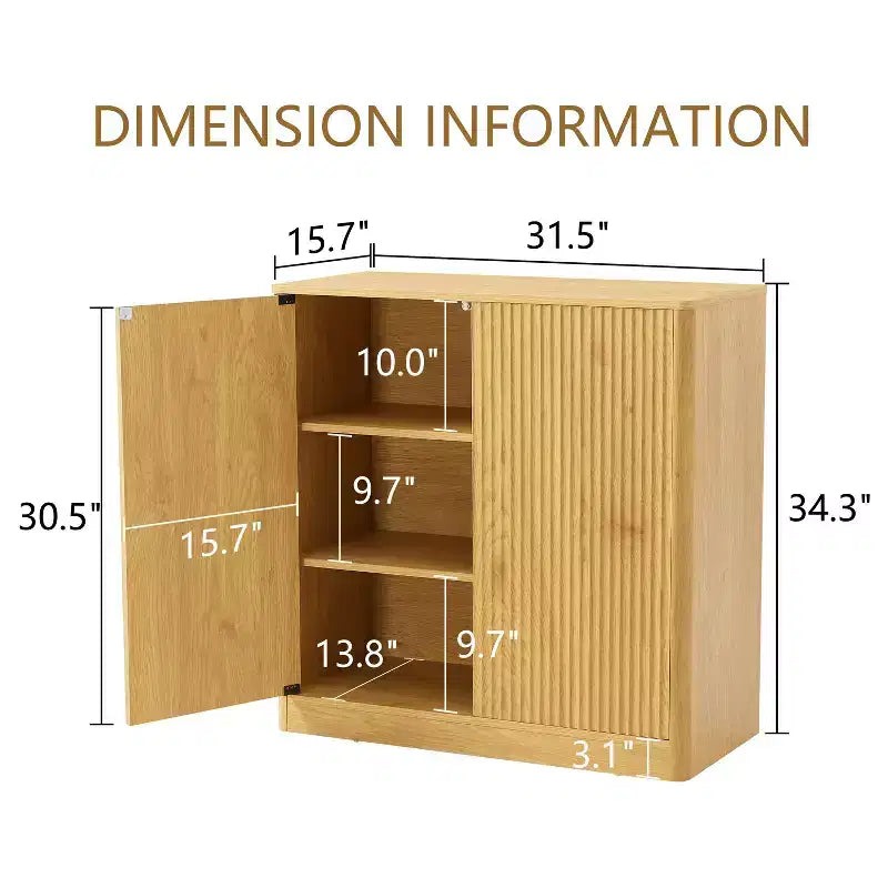 Mobile credenza da soggiorno moderno con scanalature e design ondulato, 2/4 ante, credenza decorativa da dispensa