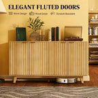 Mobile credenza da soggiorno moderno con scanalature e design ondulato, 2/4 ante, credenza decorativa da dispensa