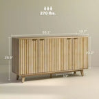 Mobile credenza da soggiorno moderno con scanalature e design ondulato, 2/4 ante, credenza decorativa da dispensa