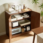 Mobile credenza da soggiorno moderno con scanalature e design ondulato, 2/4 ante, credenza decorativa da dispensa