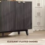 Mobile credenza da soggiorno moderno con scanalature e design ondulato, 2/4 ante, credenza decorativa da dispensa