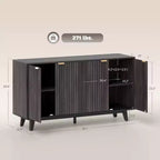 Mobile credenza da soggiorno moderno con scanalature e design ondulato, 2/4 ante, credenza decorativa da dispensa