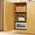 Mobile credenza da soggiorno moderno con scanalature e design ondulato, 2/4 ante, credenza decorativa da dispensa