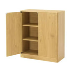 Mobile credenza da soggiorno moderno con scanalature e design ondulato, 2/4 ante, credenza decorativa da dispensa