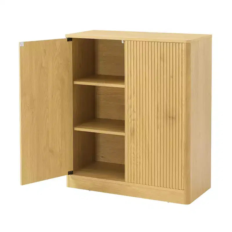 Mobile credenza da soggiorno moderno con scanalature e design ondulato, 2/4 ante, credenza decorativa da dispensa