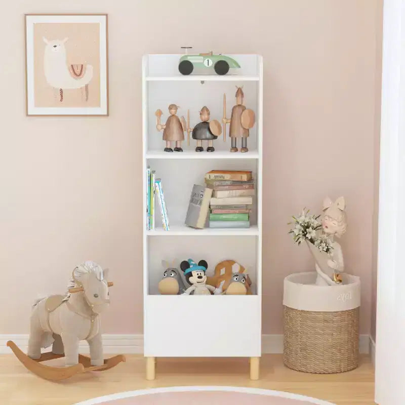 Libreria per Bambini a 4 Ripiani, Espositore per Libri per Bambini, Scaffale Contenitore Giocattoli Organizzatore per la Cameretta dei Bambini, Sala Giochi, Asilo Nido