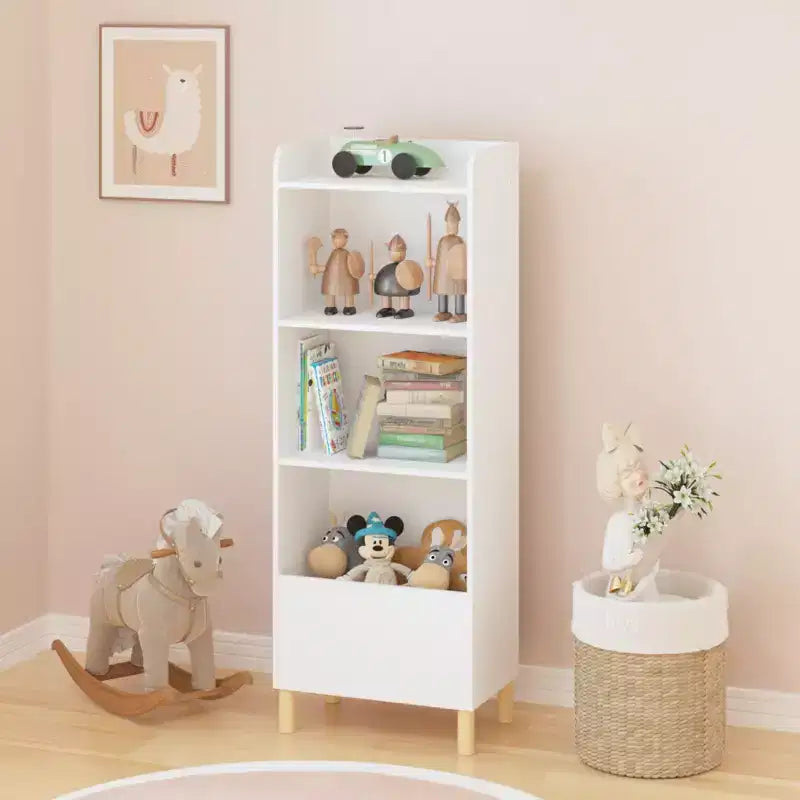 Libreria per Bambini a 4 Ripiani, Espositore per Libri per Bambini, Scaffale Contenitore Giocattoli Organizzatore per la Cameretta dei Bambini, Sala Giochi, Asilo Nido