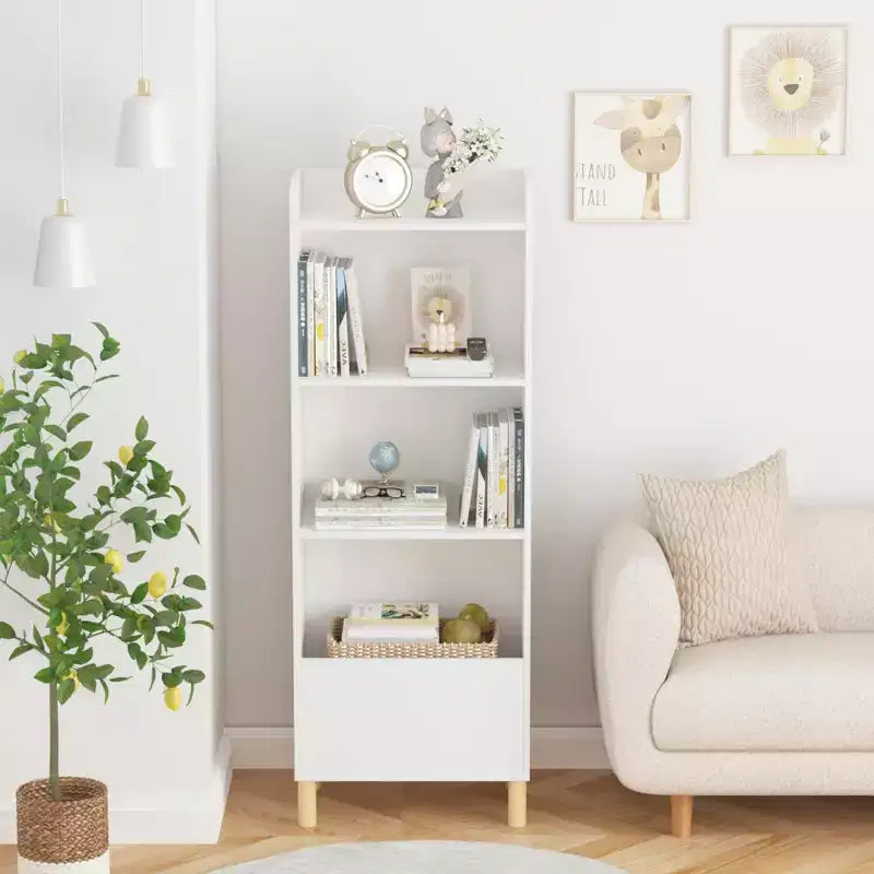 Libreria per Bambini a 4 Ripiani, Espositore per Libri per Bambini, Scaffale Contenitore Giocattoli Organizzatore per la Cameretta dei Bambini, Sala Giochi, Asilo Nido