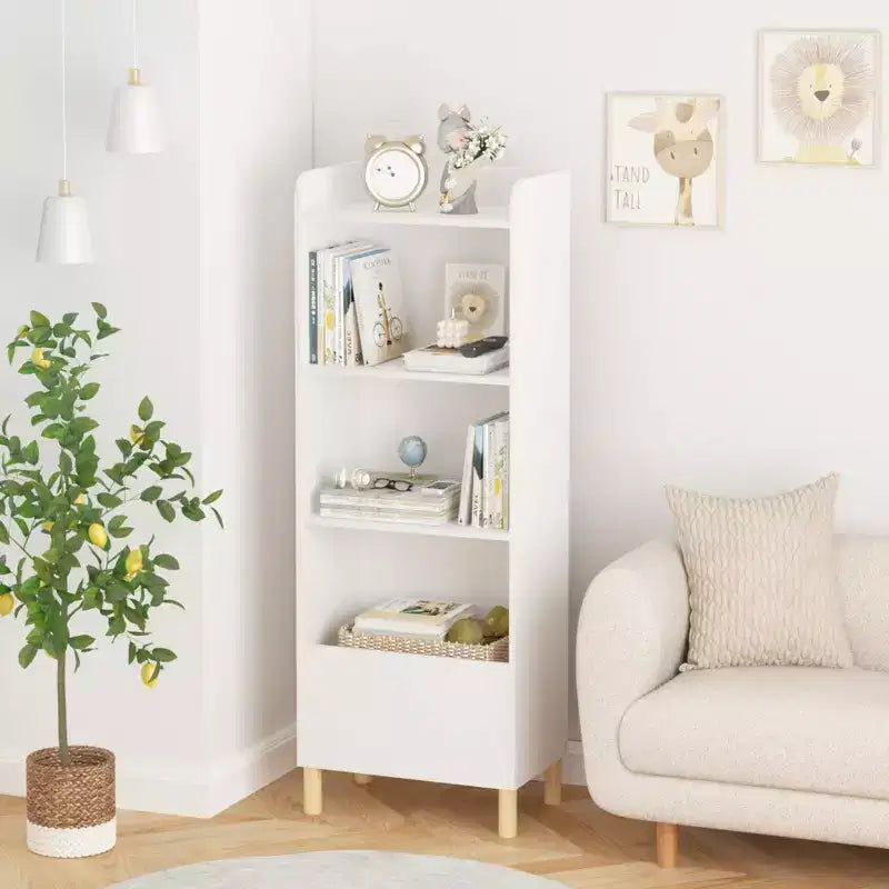 Libreria per Bambini a 4 Ripiani, Espositore per Libri per Bambini, Scaffale Contenitore Giocattoli Organizzatore per la Cameretta dei Bambini, Sala Giochi, Asilo Nido