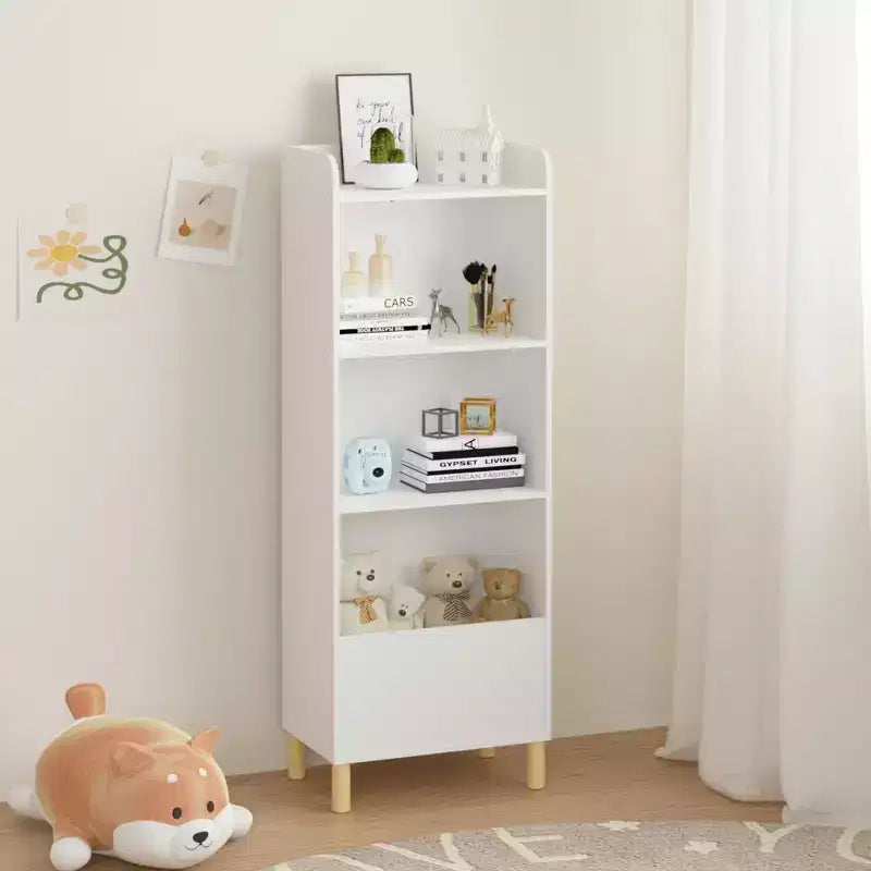 Libreria per Bambini a 4 Ripiani, Espositore per Libri per Bambini, Scaffale Contenitore Giocattoli Organizzatore per la Cameretta dei Bambini, Sala Giochi, Asilo Nido