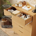 Cassettiera a 5 cassetti scanalata, comò moderno largo 32" con maniglie in metallo, organizer per vestiti, porta TV